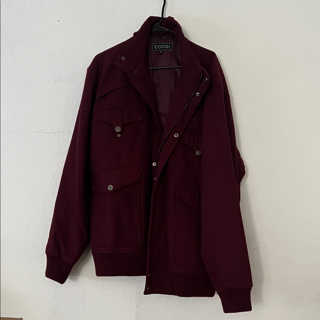 Coogi Men's Deep Burgundy Military Jacket